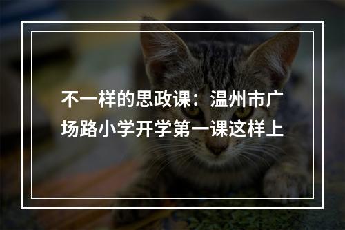 不一样的思政课：温州市广场路小学开学第一课这样上