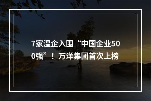 7家温企入围“中国企业500强”！万洋集团首次上榜
