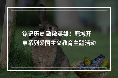 铭记历史 致敬英雄！鹿城开启系列爱国主义教育主题活动