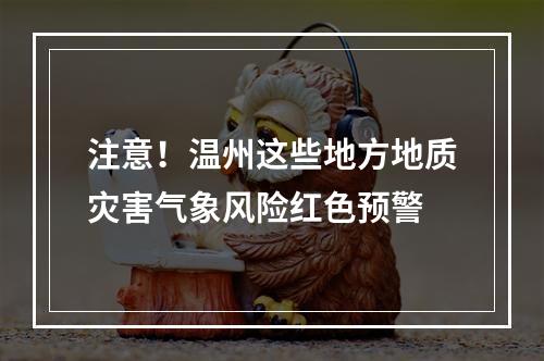 注意！温州这些地方地质灾害气象风险红色预警