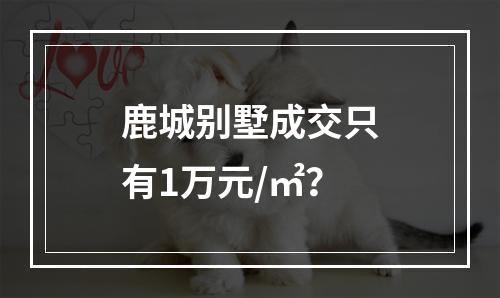 鹿城别墅成交只有1万元/㎡？