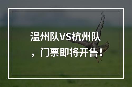 温州队VS杭州队，门票即将开售！