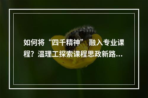 如何将“四千精神” 融入专业课程？温理工探索课程思政新路径