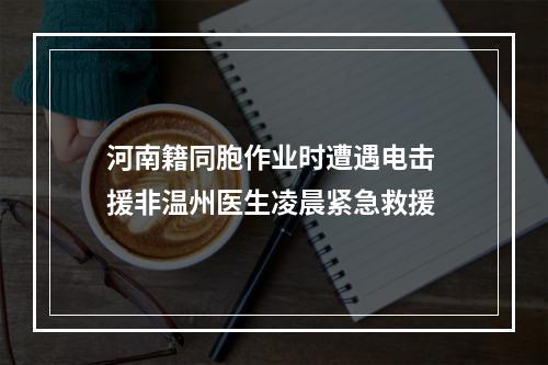 河南籍同胞作业时遭遇电击 援非温州医生凌晨紧急救援