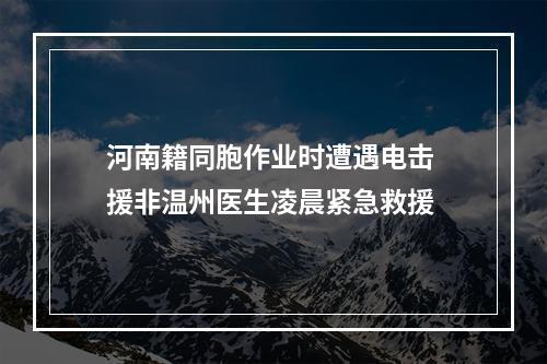 河南籍同胞作业时遭遇电击 援非温州医生凌晨紧急救援