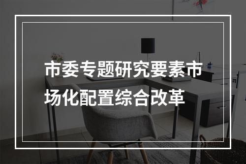 市委专题研究要素市场化配置综合改革
