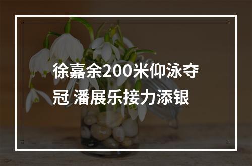 徐嘉余200米仰泳夺冠 潘展乐接力添银