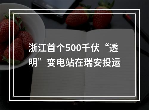 浙江首个500千伏“透明”变电站在瑞安投运