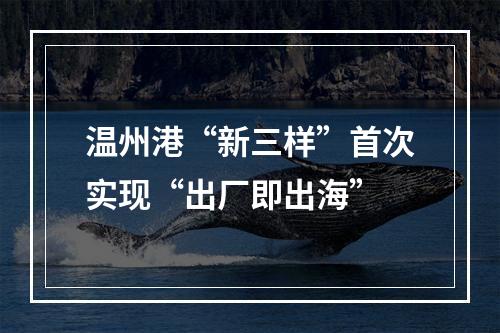 温州港“新三样”首次实现“出厂即出海”