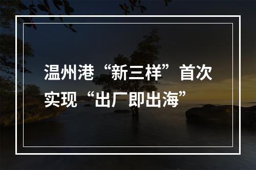 温州港“新三样”首次实现“出厂即出海”