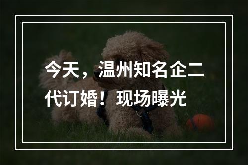 今天，温州知名企二代订婚！现场曝光
