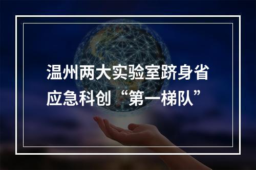 温州两大实验室跻身省应急科创“第一梯队”