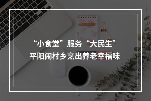 “小食堂”服务“大民生” 平阳闹村乡烹出养老幸福味