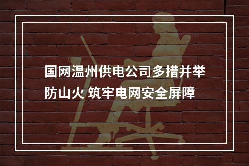 国网温州供电公司多措并举防山火 筑牢电网安全屏障