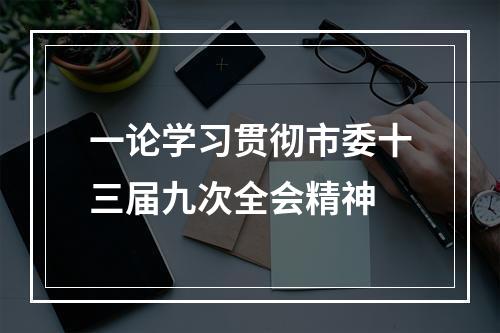 一论学习贯彻市委十三届九次全会精神