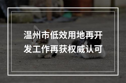 温州市低效用地再开发工作再获权威认可