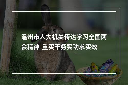 温州市人大机关传达学习全国两会精神  重实干务实功求实效