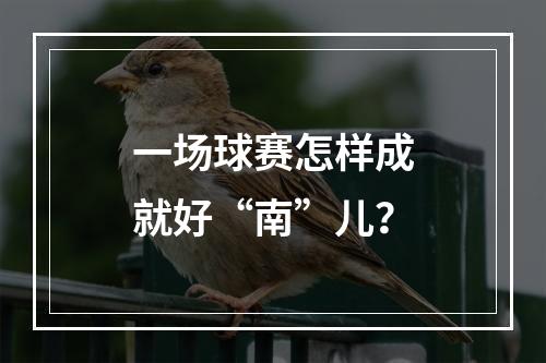 一场球赛怎样成就好“南”儿？