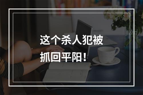 这个杀人犯被抓回平阳！