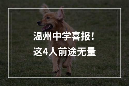 温州中学喜报！这4人前途无量