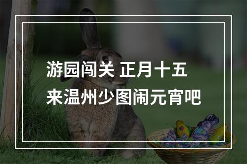 游园闯关 正月十五来温州少图闹元宵吧