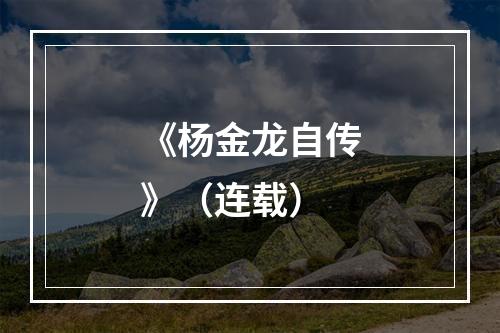 《杨金龙自传》（连载）