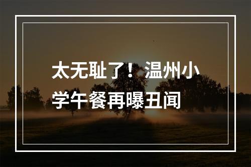 太无耻了！温州小学午餐再曝丑闻