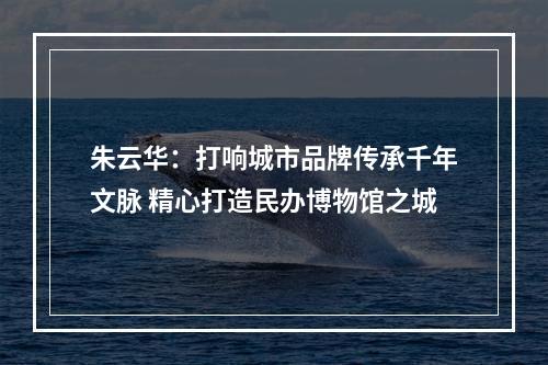 朱云华：打响城市品牌传承千年文脉 精心打造民办博物馆之城