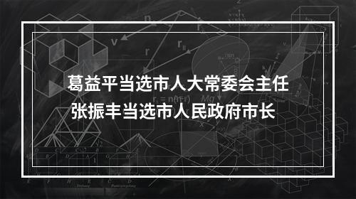 葛益平当选市人大常委会主任 张振丰当选市人民政府市长