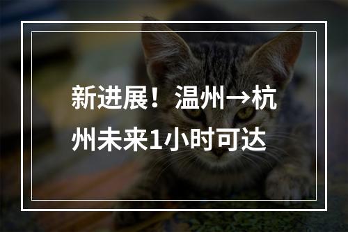 新进展！温州→杭州未来1小时可达