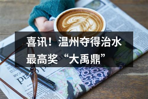 喜讯！温州夺得治水最高奖“大禹鼎”