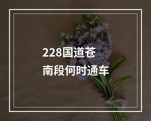 228国道苍南段何时通车