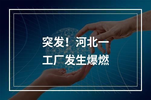 突发！河北一工厂发生爆燃