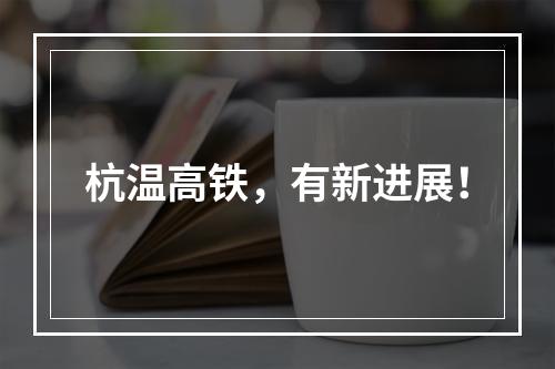 杭温高铁，有新进展！
