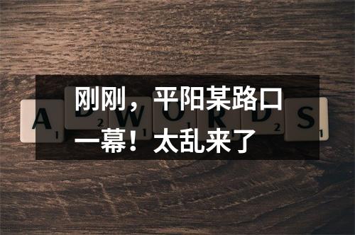 刚刚，平阳某路口一幕！太乱来了