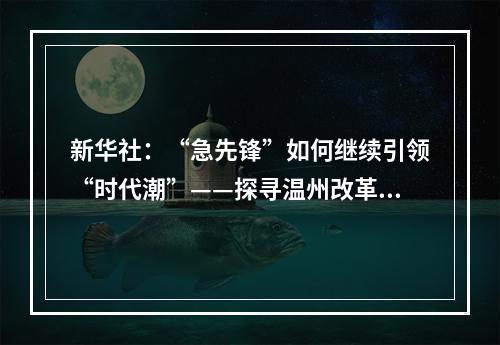 新华社：“急先锋”如何继续引领“时代潮”——探寻温州改革开放40年的精神轨迹