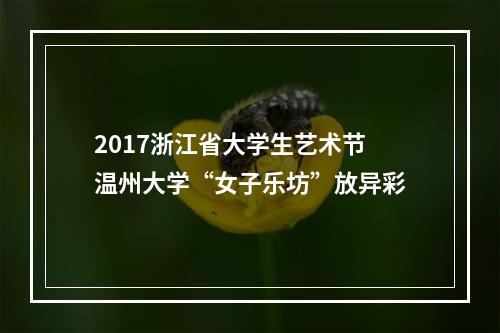 2017浙江省大学生艺术节 温州大学“女子乐坊”放异彩