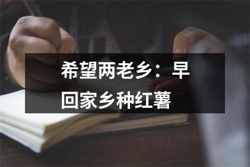 希望两老乡：早回家乡种红薯