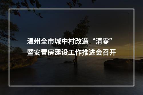 温州全市城中村改造“清零”暨安置房建设工作推进会召开
