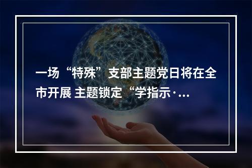 一场“特殊”支部主题党日将在全市开展 主题锁定“学指示·谋新篇·显担当”