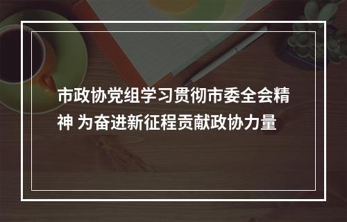 市政协党组学习贯彻市委全会精神 为奋进新征程贡献政协力量