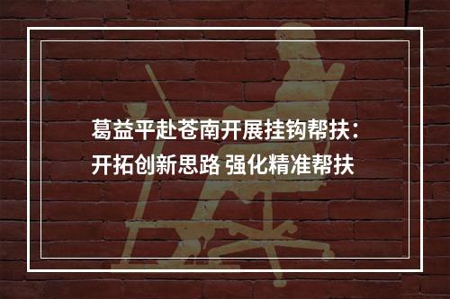 葛益平赴苍南开展挂钩帮扶：开拓创新思路 强化精准帮扶