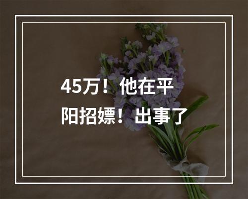 45万！他在平阳招嫖！出事了