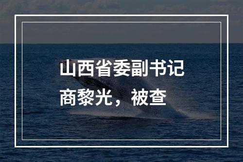 山西省委副书记商黎光，被查