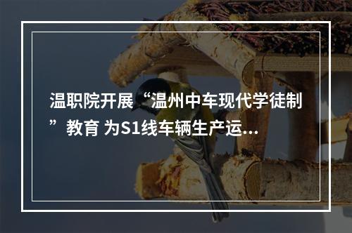 温职院开展“温州中车现代学徒制”教育 为S1线车辆生产运营提供技术人才