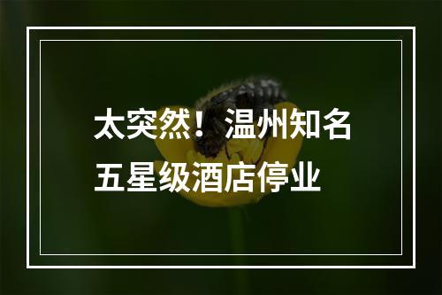 太突然！温州知名五星级酒店停业