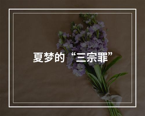 夏梦的“三宗罪”