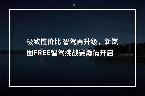 极致性价比 智驾再升级，新岚图FREE智驾挑战赛燃情开启