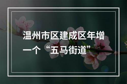温州市区建成区年增一个“五马街道”