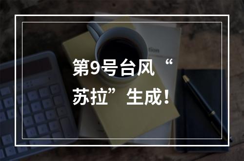 第9号台风“苏拉”生成！